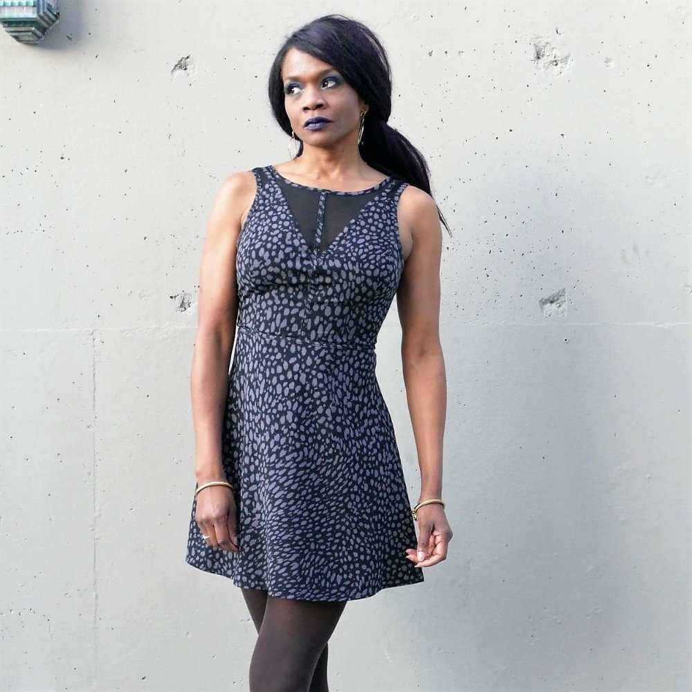 GUESS Skater Spotted Dress with Mesh Insert size 4